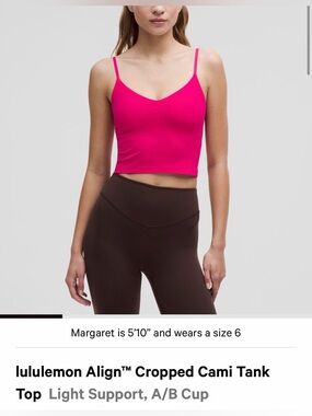 lululemon athletica Cropped Cami Tank - Hot Pink